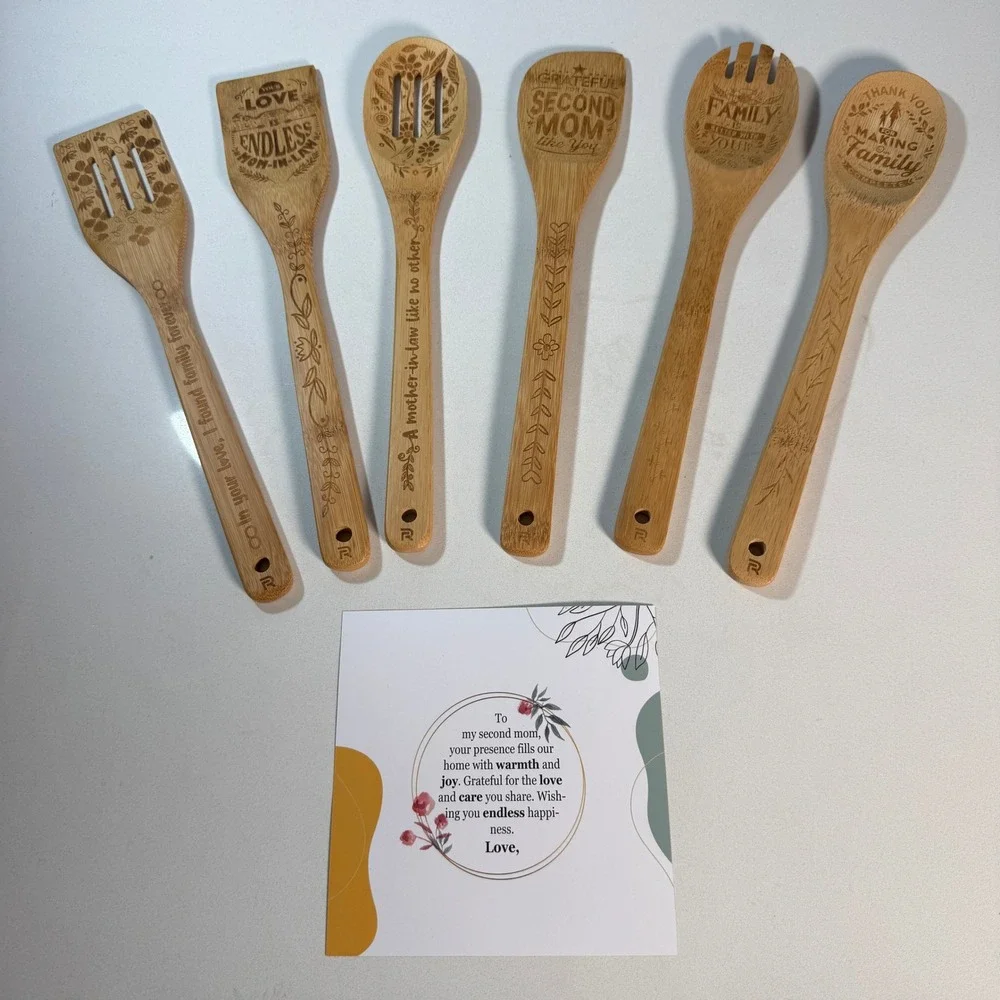 Riveria Bamboo Utensils Set Best Mother In Law Ever 6 Piece Cooking Tools‎